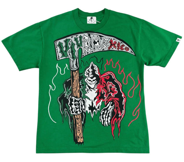Warren Lotas Viva Mexico Reaper Logo Short Sleeve Tee Shirt Green Red - Restock AveWarren Lotas Viva Mexico Reaper Logo Short Sleeve Tee Shirt Green RedRestock AveRestock AveL66233459Restock Ave